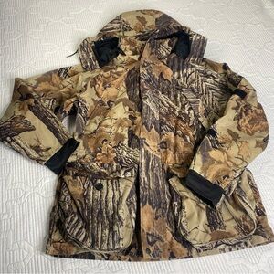 VTG Pella Jacket Mens Large Brown Realtree Camo Full Zip Hunting Waterproof
